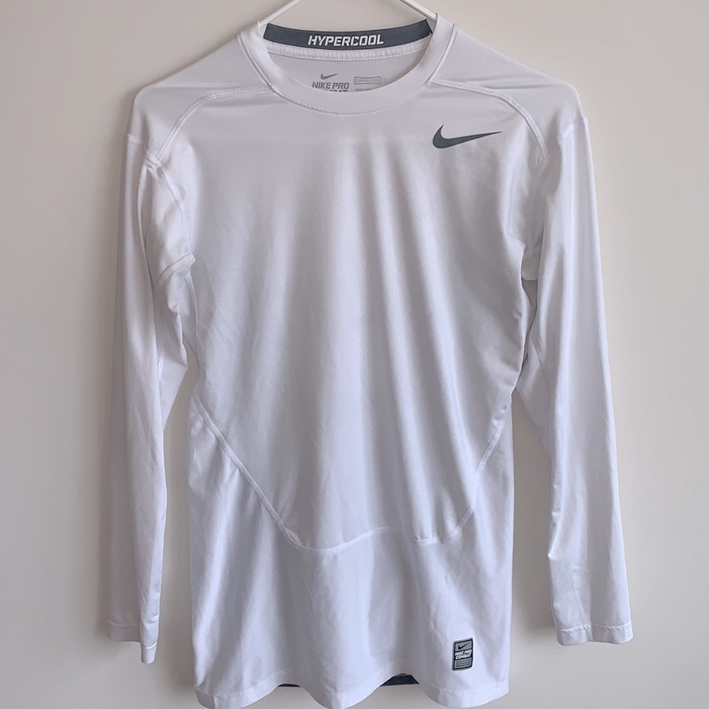 White Pro Hypercool Men's Long Sleeve Baseball Top